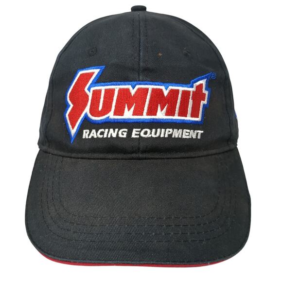 Summit Racing Equipment Strapback Baseball Cap Black One Size Embroidered Cotton - Picture 1 of 10